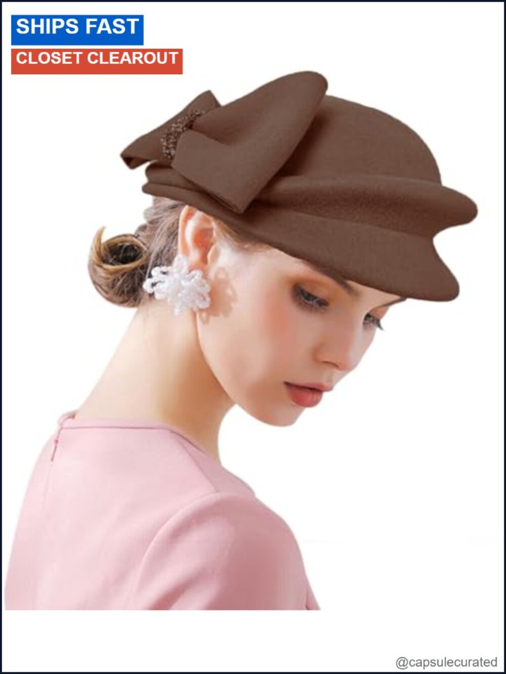 Women 100% Wool Felt Bucket Cloche Bowler Hat Wedding Party